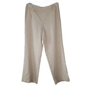 Talbots Petites Sz 12 Women's Irish Linen Pants Tan Wide Leg Lined Interior